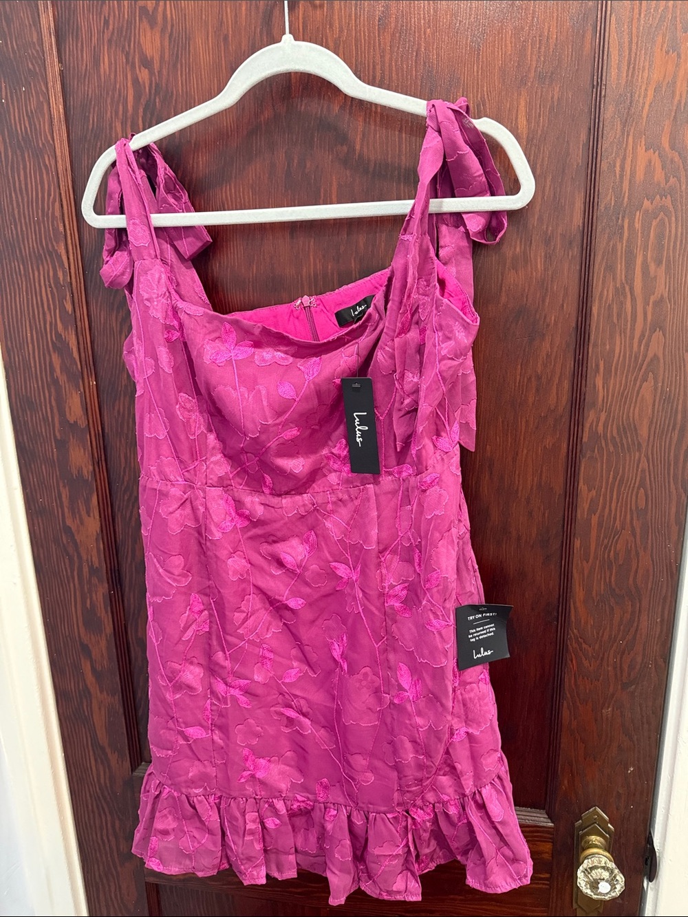 Lulus Hot Pink Floral Tie-Shoulder Camisole Dress